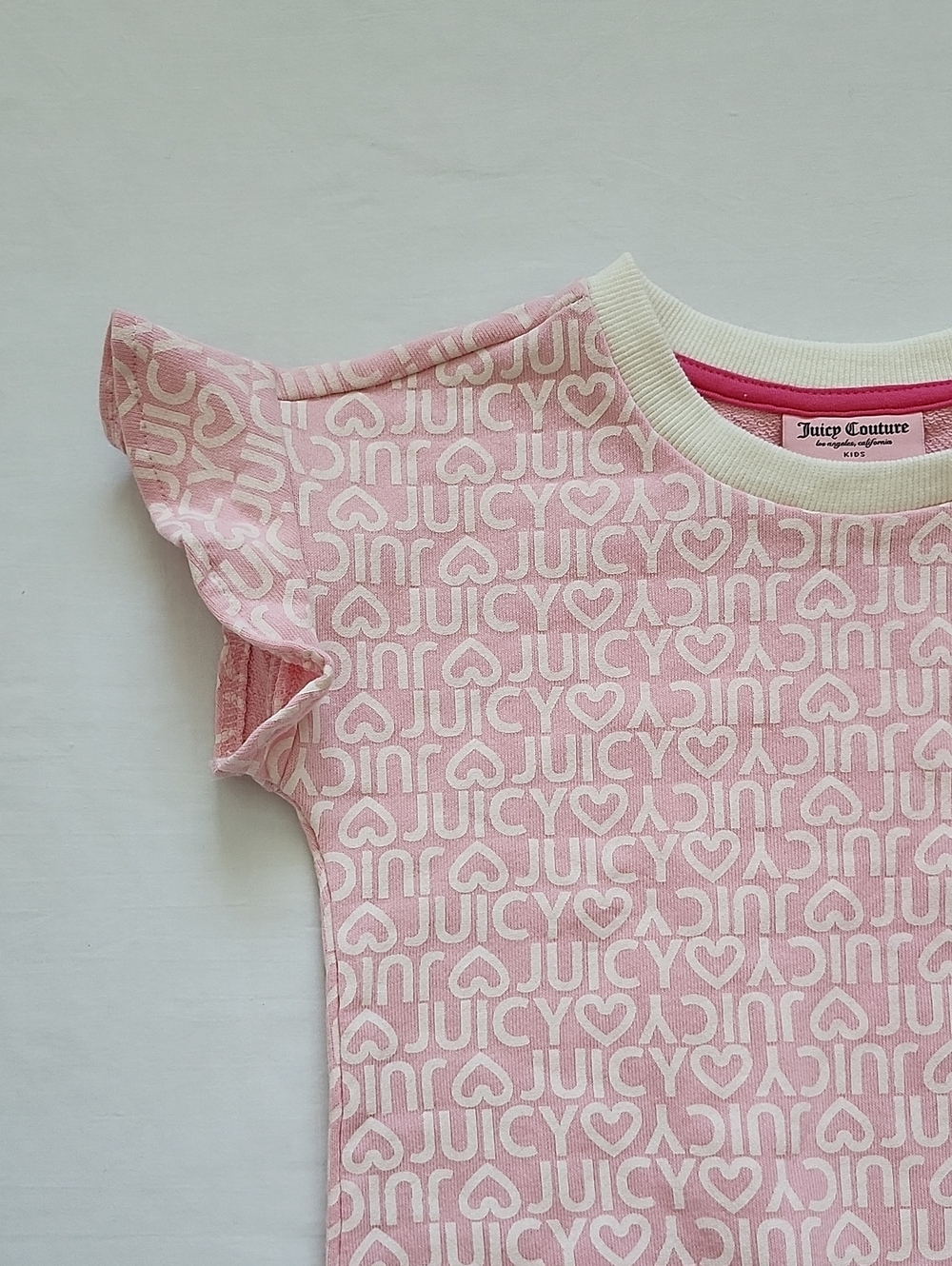 NWT Juicy Couture Kids Girl Pink Logo Flutter Sleeve Top & Shorts Set 6X - Picture 3 of 14